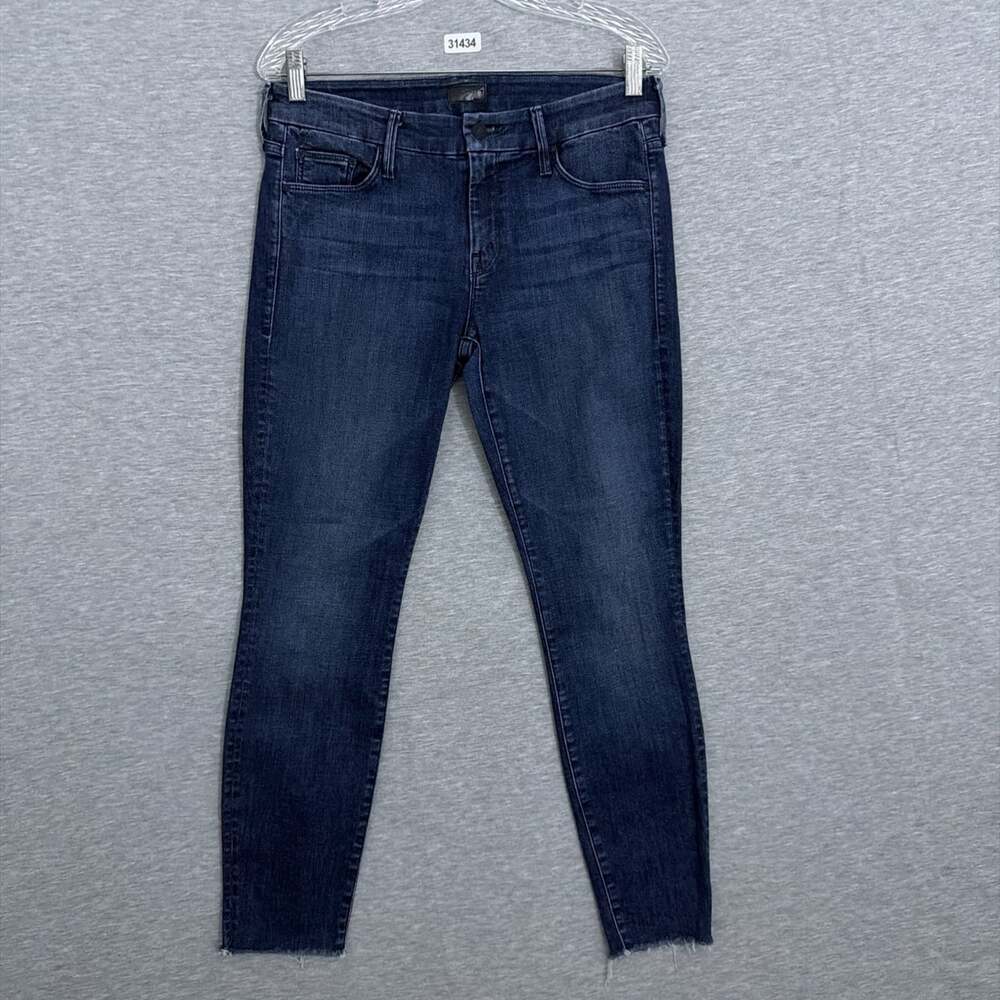 MOTHER Denim Womens 29 Looker Ankle Fray High Rise Skinny Jeans Dark Wash
